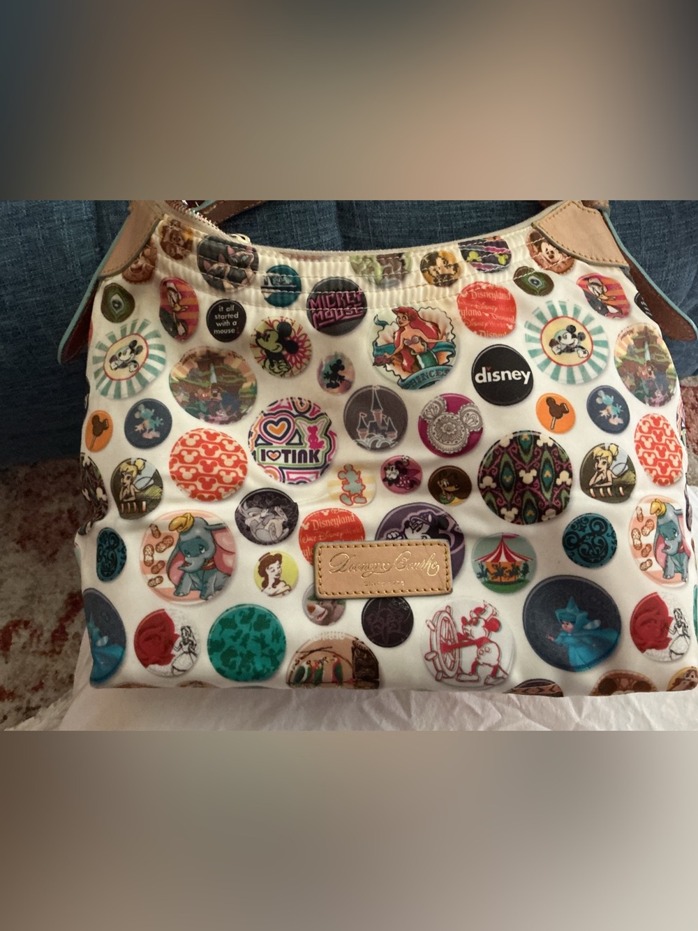 Dooney & Bourke Disney buttons hobo White Shoulder Bag satchel